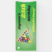 Groen en Zwart Biljart Pool Feest  Spandoek (Verticaal)
