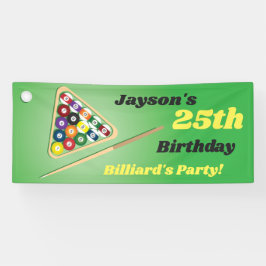 Groen en Zwart Biljart Pool Feestje  Spandoek