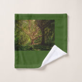 Groen en zwart bos bad handdoek (Wasdoekje)