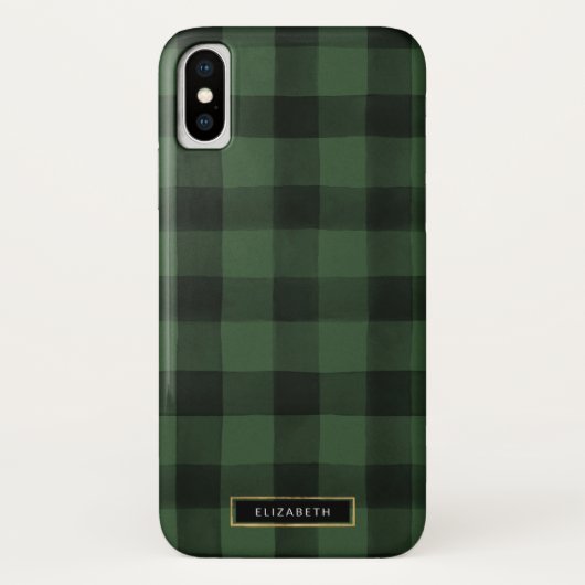 Groen en zwart Buffalo geruite patroon Case-Mate iPhone Case (Achterkant)