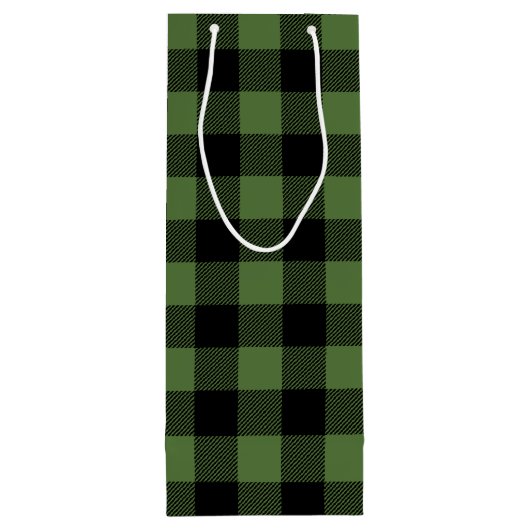 Groen en Zwart Buffel Controleer Rustieke Kerstmis Wijn Cadeautas (Achterkant)