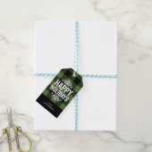 Groen en Zwart Buffel Controleer Rustieke Vakantie Cadeaulabel (Met Touw)