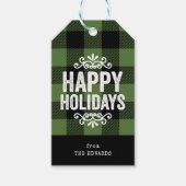 Groen en Zwart Buffel Controleer Rustieke Vakantie Cadeaulabel (Voorkant)