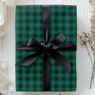 Groen en zwart Buffel Plaid Cadeaupapier