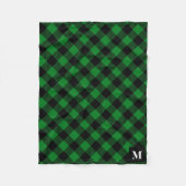 Groen en zwart buffelmonogram fleece deken (Voorkant)