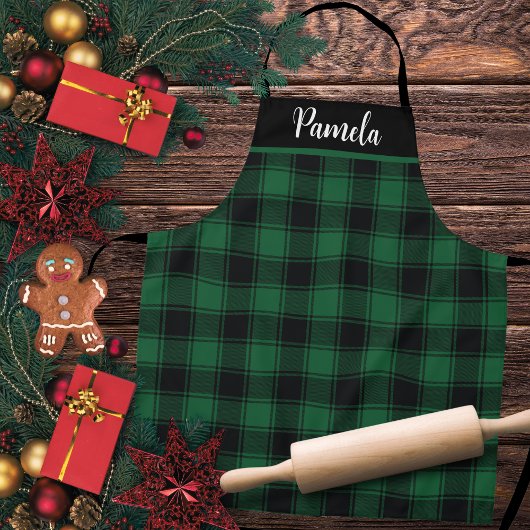 Groen en Zwart buffelpatroon Aangepast Schort