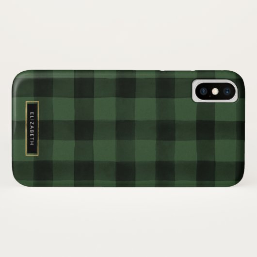 Groen en zwart buffelpatroon Case-Mate iPhone case (Achterkant (horizontaal))
