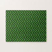 Groen en Zwart Chevron Legpuzzel (Horizontaal)