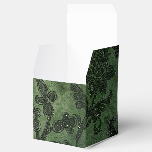 Groen en Zwart Damask Bedankdoosjes (Geopend)