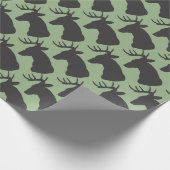 Groen en zwart deer-witpapier cadeaupapier (Hoek)