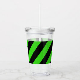 Groen en zwart diagonaal strepenpatroon acryl drinkbeker
