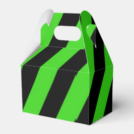Groen en zwart diagonaal strepenpatroon bedankdoosjes