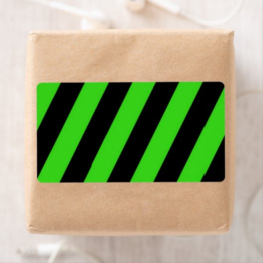 Groen en zwart diagonaal strepenpatroon etiket (Insitu)