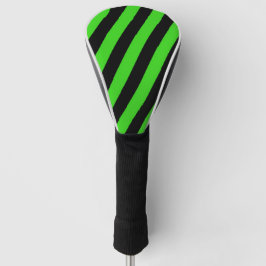 Groen en zwart diagonaal strepenpatroon golfheadcover