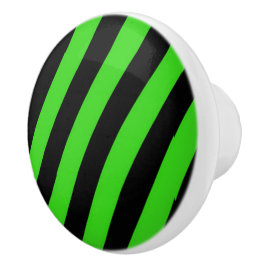 Groen en zwart diagonaal strepenpatroon keramische knop