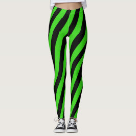 Groen en zwart diagonaal strepenpatroon leggings