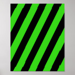 Groen en zwart diagonaal strepenpatroon poster