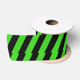 Groen en zwart diagonaal strepenpatroon satijnen lint