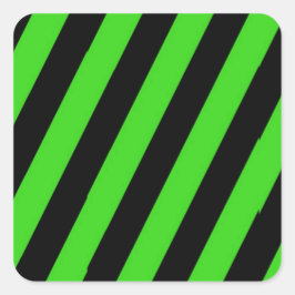 Groen en zwart diagonaal strepenpatroon vierkante sticker