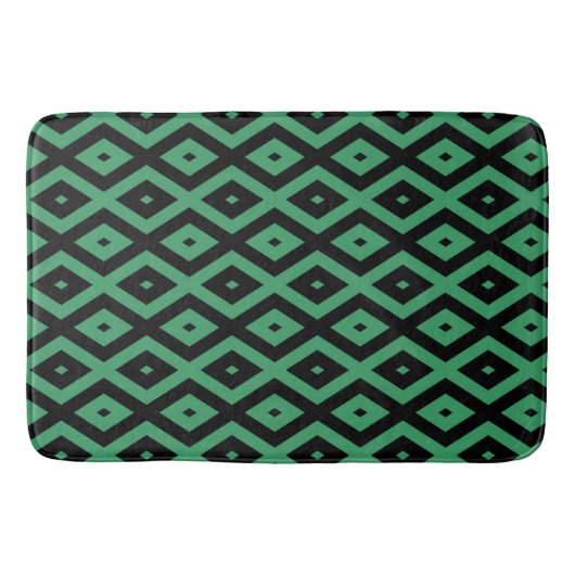 Groen en zwart diamantpatroon badmat (Voorkant)
