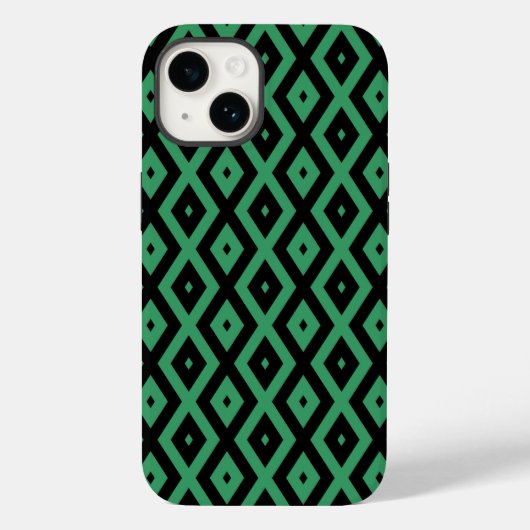 Groen en zwart diamantpatroon Case-Mate iPhone case (Achterkant)
