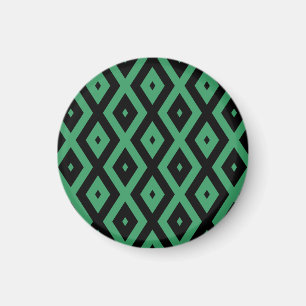 Groen en zwart diamantpatroon magneet