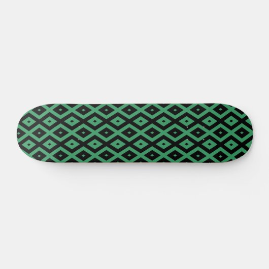 Groen en zwart diamantpatroon persoonlijk skateboard (Horizontaal)