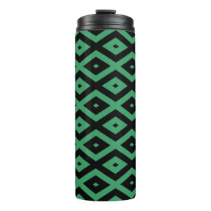 Groen en zwart diamantpatroon thermosbeker
