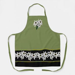 Groen en zwart Edelweiss-bloemen - Apron Schort