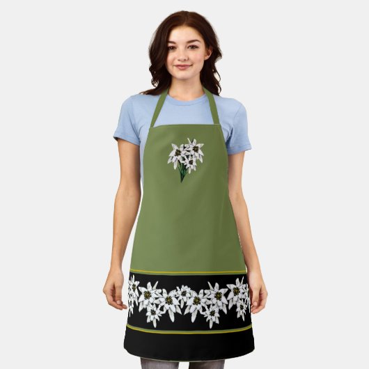 Groen en zwart Edelweiss-Schort Schort (Gedragen)