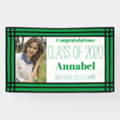 Groen en zwart één foto Geometrisch Afstudeerder Spandoek (Horizontaal)