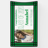 Groen en zwart één foto Geometrisch Afstudeerder Spandoek (Verticaal)