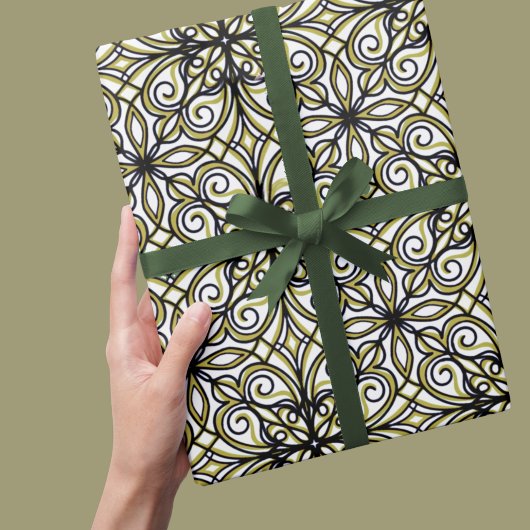 Groen en zwart Fancy ontwerp Cadeaupapier
