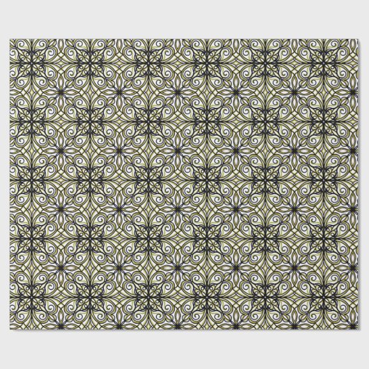 Groen en zwart Fancy ontwerp Cadeaupapier (Vlak)