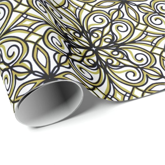 Groen en zwart Fancy ontwerp Cadeaupapier (Rol Hoek)