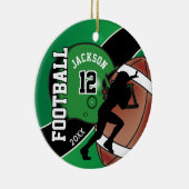 Groen en zwart Football Player Keramisch Ornament (Rechts)