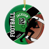 Groen en zwart Football Player Keramisch Ornament (Voorkant)