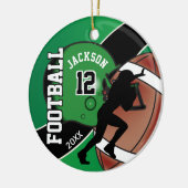 Groen en zwart Football Player Keramisch Ornament (Links)
