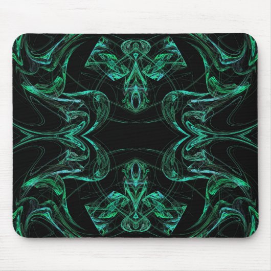 Groen en zwart fractal Mousepad Muismat (Voorkant)
