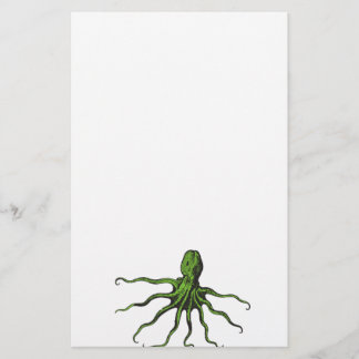 Groen en zwart, geïllustreerd octopus