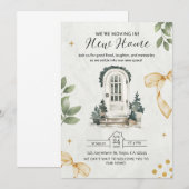 Groen en zwart geïllustreerde housewarming uitnodi kaart (Voorkant / Achterkant)