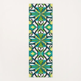 Groen en zwart geometrisch patroon yogamat