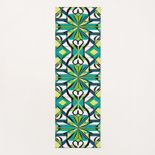 Groen en zwart geometrisch patroon yogamat (Voorkant)