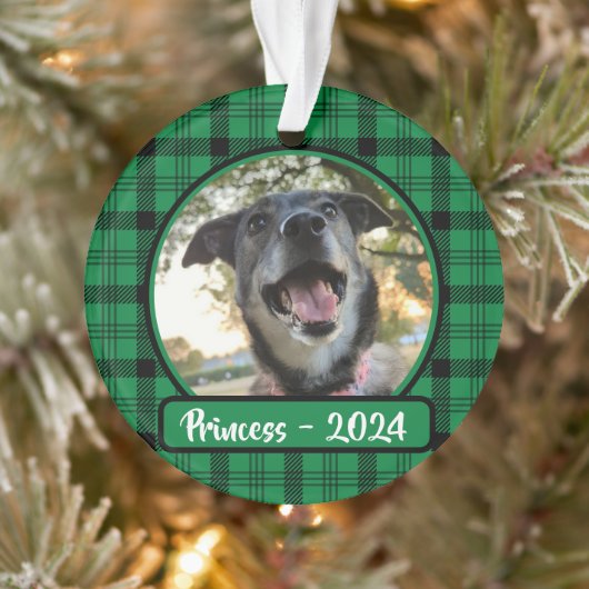 Groen en zwart geplakt hond Foto Kerstmis Ornament (Boom)