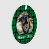 Groen en zwart geplakt hond Foto Kerstmis Ornament (voorkant)