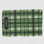 Groen en zwart geplakt patroon met aangepaste naam golfhanddoek (Horizontaal)