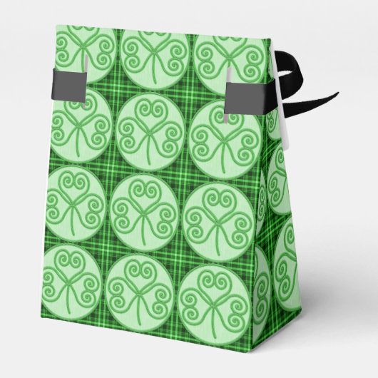 Groen en zwart geplakt Shamrock Pattern voor box Bedankdoosjes (Achterkant)
