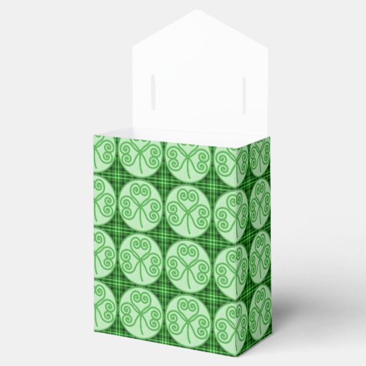 Groen en zwart geplakt Shamrock Pattern voor box Bedankdoosjes (Geopend)