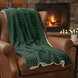 Groen en zwart geruit patroon Buffalo Plaid Sherpa Deken
