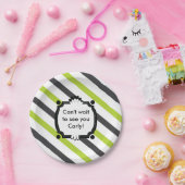 Groen en zwart gestreept Baby shower Papieren Bordje (Feest)